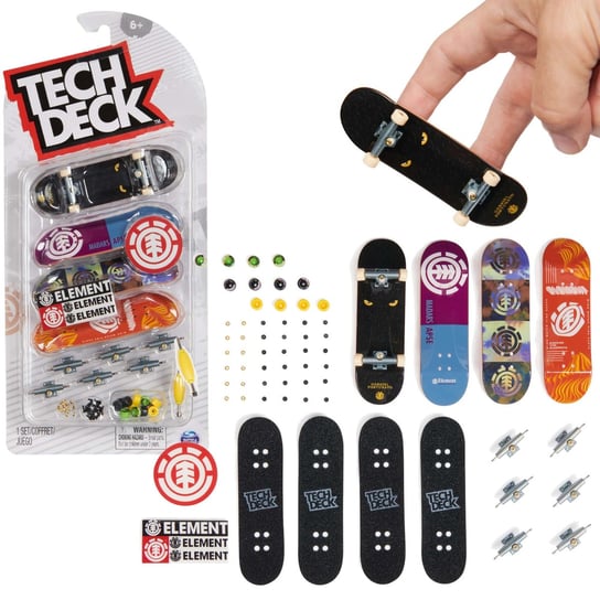 Zestaw kolorowe deskorolki fingerboard 4-pak do złożenia Element Tech Deck Spin Master