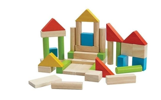 Zestaw kolorowych drewnianych klocków, 40 el., Plan Toys 5513 Plan Toys