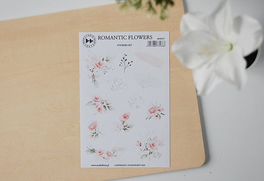 Zestaw kolorowych naklejek kolorowych, Romantic Flowers Studio Forty