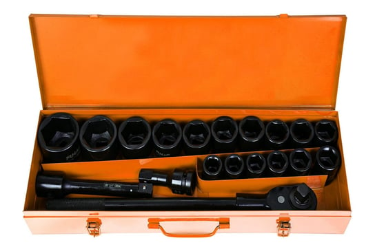 Zestaw komplet narzędziowy narzędzi udarowych nasadek klucze nasadowe 3/4" 21el 6-kątnych 17-50mm walizka PARTNER Partner