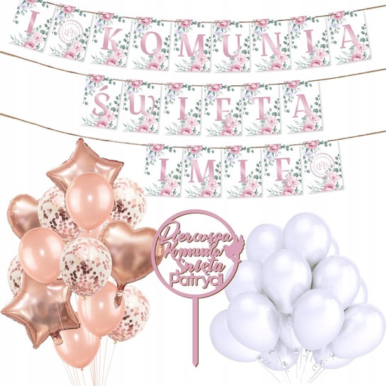 Zestaw Komunia Różowy Girlanda Balony Topper Y2 Inna marka