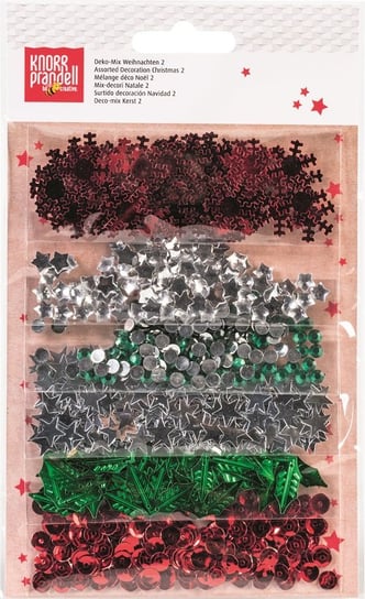 Zestaw konfetti, 6 wzorów, czerwono-zielono-srebrny KNORR PRANDELL