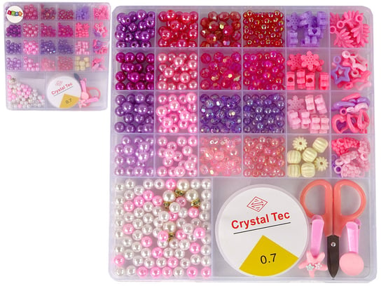 Zestaw Koralików Do Robienia Biżuterii Różowe Zawieszki Spinki Lean Toys