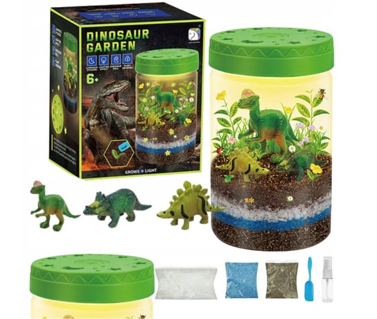 Zestaw Kreatywny Dinozaur Terrarium Lampka Led Piasek Rosliny Naklejki Inna marka