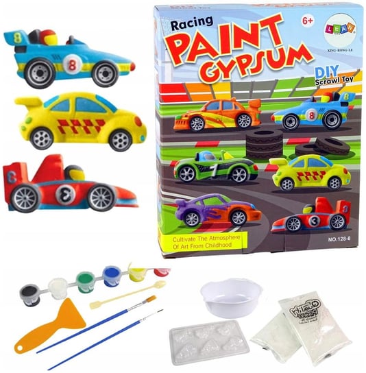 Zestaw Kreatywny Dla Chłopca Do Malowania Autka Gips Magnesy Na Lodówkę Dajmo