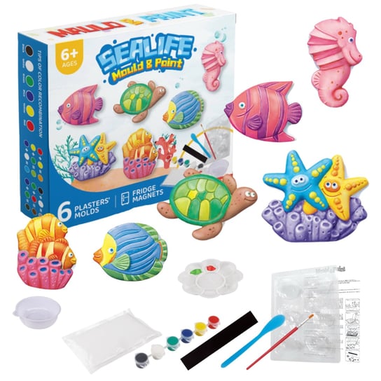 Zestaw Kreatywny Gipsowy Zwierzęta Morskie Magnes Farbki Pędzel Dla Dzieci Inna marka