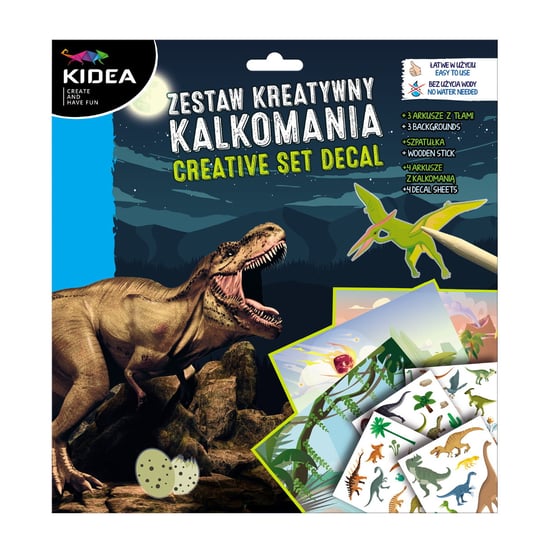 Zestaw kreatywny - kalkomania Dinozaury Kidea KIDEA