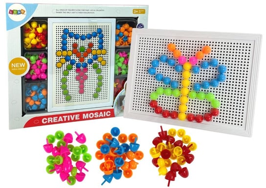 Zestaw Kreatywny Układanka Puzzle Kolorowe Grzybki Pinezki Import Leantoys Lean Toys