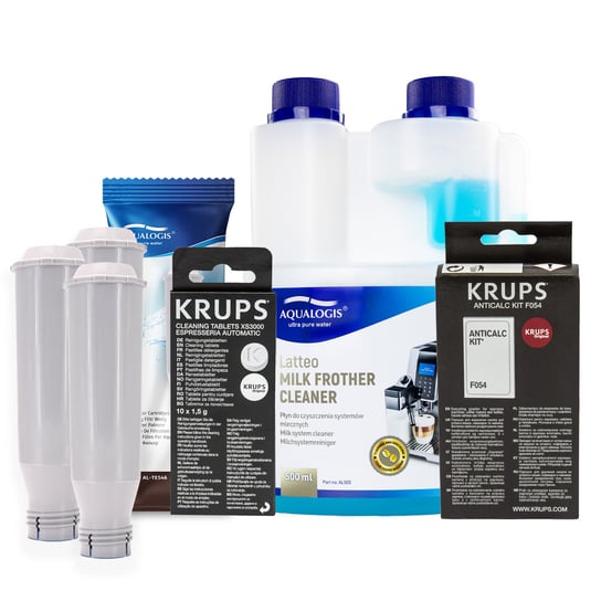 Zestaw Krups - AL-TES46 3szt, Latteo 500ml, KRUPS XS3000 10 Tabletki, Krups F054 Aqualogis