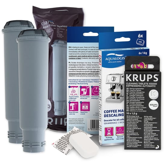 Zestaw Krups filtr KRUPS F08801 2szt, KRUPS XS3000, Decalc 6szt Aqualogis