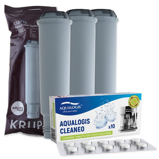 Zestaw Krups filtr KRUPS F08801 3szt, Cleaneo 10szt Aqualogis