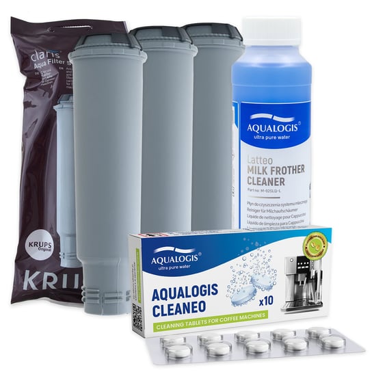 Zestaw Krups filtr KRUPS F08801 3szt, Latteo 250ml, Cleaneo 10szt Aqualogis