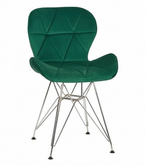 Zestaw krzeseł 4 szt do salonu, biura, gabinetu i jadalni LARA - Zielony aksamit / Nogi Srebrne MUFART