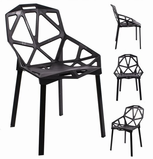 Zestaw krzeseł MUFART TROSA, czarne, 79,5x54x50 cm MUFART