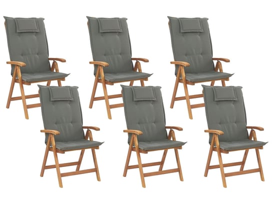Zestaw krzeseł ogrodowych BELIANI JAVA, drewniano-grafitowy, 6 szt. Beliani