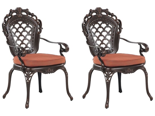 Zestaw krzeseł ogrodowych BELIANI Lizzano, ciemnobrązowo-pomarańczowy, 97x58x69 cm, 2 szt. Beliani