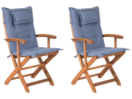 Zestaw krzeseł ogrodowych BELIANI Maui, brązowo-niebieskie, 93x42x47,5 cm, 2 szt. Beliani