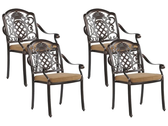 Zestaw krzeseł ogrodowych BELIANI Salento, ciemnobrązowo-ciemnobeżowy, 93x64x69 cm, 4 szt. Beliani