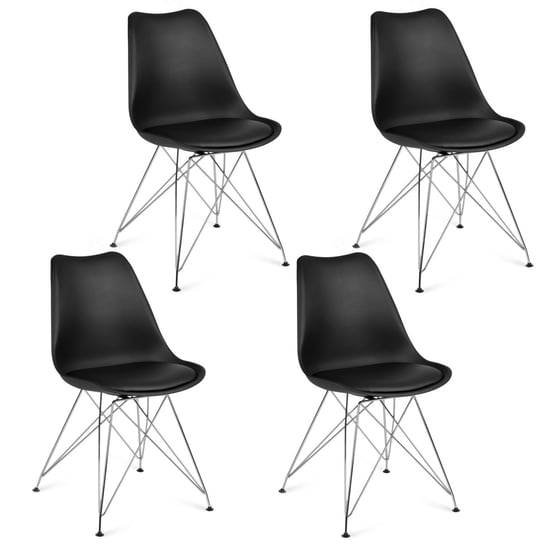 Zestaw krzeseł SOFOTEL Kapra, czarny, 4 szt., 42x49x83 cm SOFOTEL