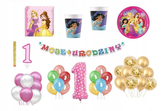 Zestaw Księżniczka Princess 1 Urodziny Balony Inna marka