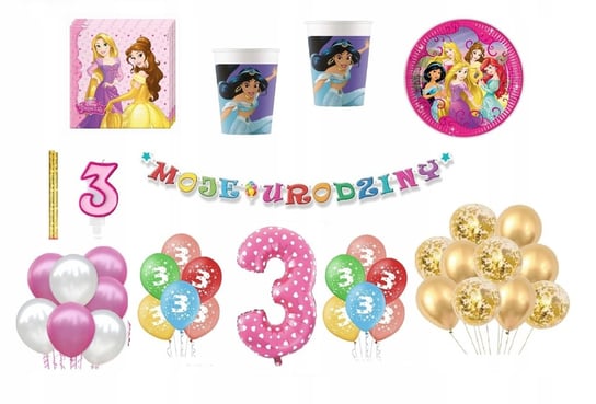Zestaw Księżniczka Princess 3 Urodziny Balony Inna marka