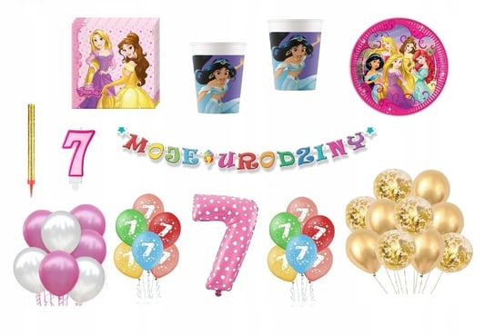 Zestaw Księżniczka Princess 7 Urodziny Balony Inna marka