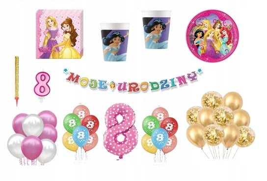 Zestaw Księżniczka Princess 8 Urodziny Balony Inna marka