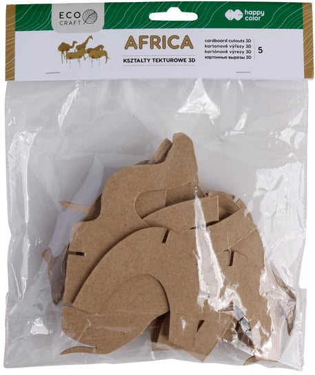 Zestaw kształtów tekturowych 3D, AFRICA, 5 sztuk, 15, 12 Happy Color