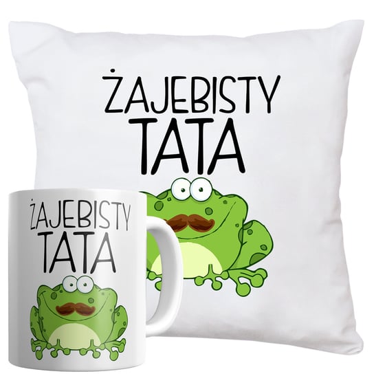 ZESTAW Kubek ceramiczny PODUSZKA ŻAJEBISTY TATA DZIEŃ OJCA Wondergift