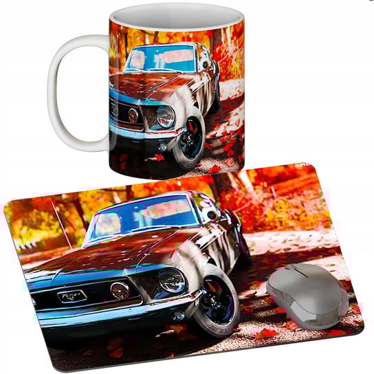 Zestaw Kubek + Podkładka - Ford Mustang - Prezent Wiele Wzorów + Imię WORLD CASE