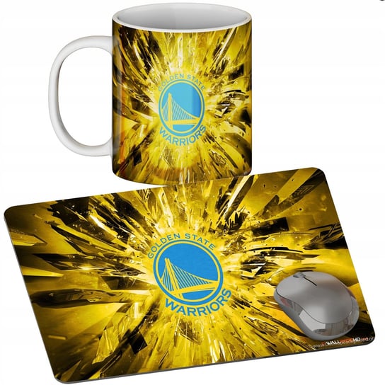 Zestaw Kubek + Podkładka - Golden St Warriors - Prezent Wiele Wzorów + Imię WORLD CASE