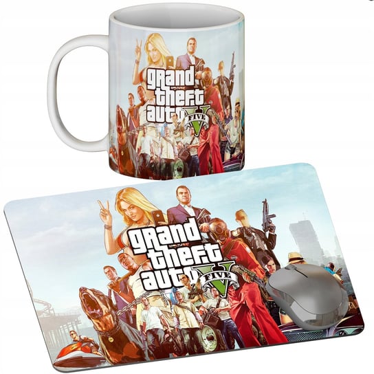 Zestaw Kubek + Podkładka - Gta 5 Grand Theft - Prezent Wiele Wzorów + Imię WORLD CASE