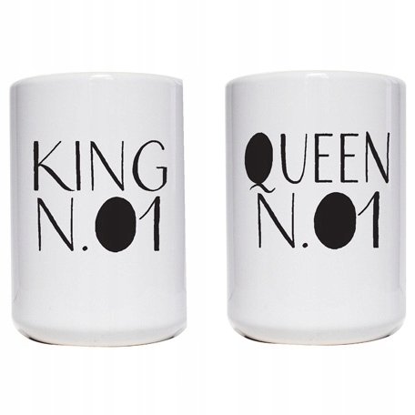 Zestaw kubków ceramicznych KING N.01/QUEEN N.01, KING/QUEEN, dla pary, 450 ml, Sowia Aleja Inna marka