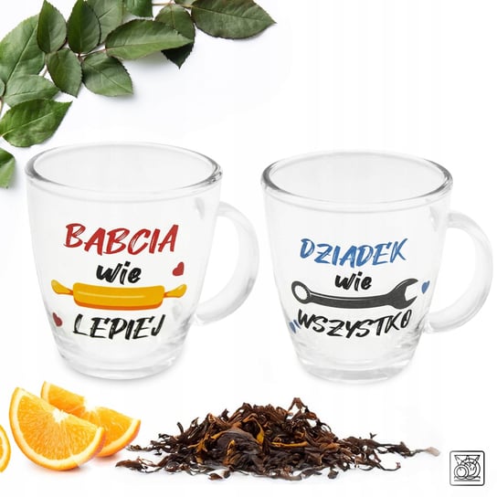 Zestaw kubków DLA BABCI i DZIADKA 390ml SZKLANE prezent dzień kubek szklany Tragar