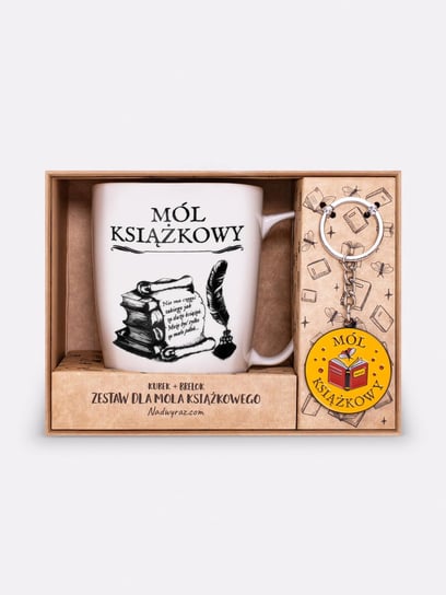 Zestaw kubków porcelanowych Mól książkowy, kubek + brelok Nadwyraz.com