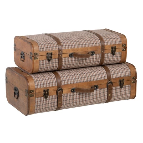 Zestaw kufrów 80 x 41,5 x 25 cm Tkanina syntetyczna Drewno Krata (2 Części) Inna marka