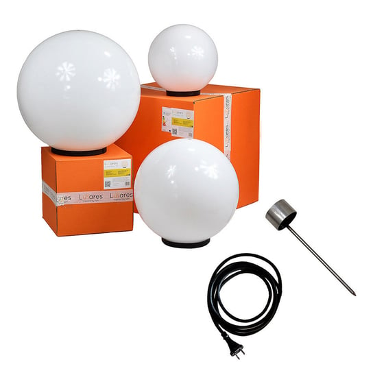 Zestaw Kul Dekoracyjnych - Luna Ball 20, 30, 40 Cm Wraz Z Zestawem Montażowym, Kabel 3M, Szpikulec, Żarówki Led Lunares