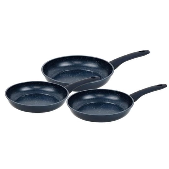 Zestaw kutych patelni Herzberg HG04777-BLU, 3-cz����ciowy, pokryty niebieskim marmurem Herzberg
