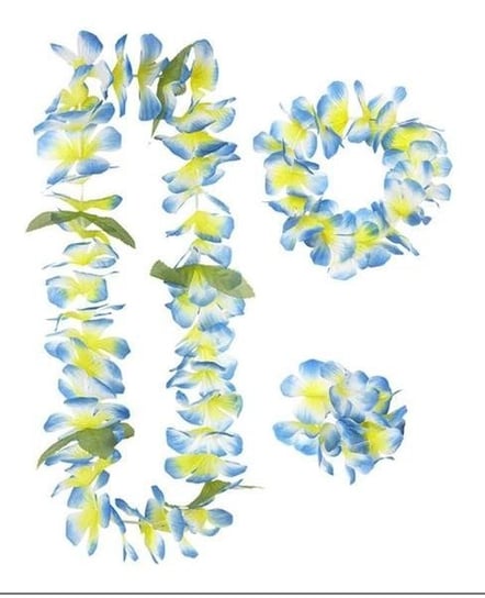 Zestaw kwiatów z liśćmi, niebieski, 3 elementy Widmann
