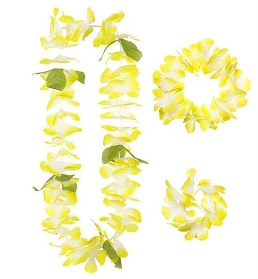Zestaw kwiatów z liśćmi, żółty, 3 elementy Widmann