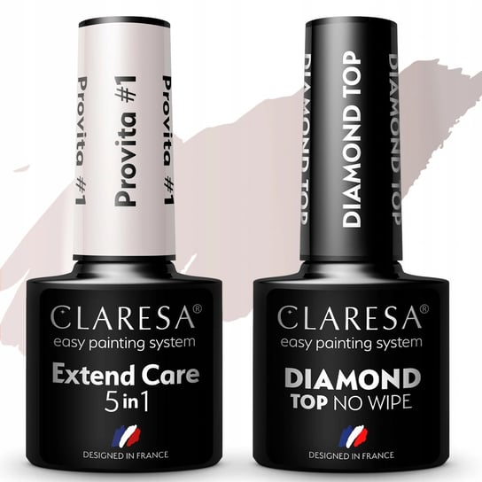 Zestaw lakier hybrydowy Claresa 5in1 Provita #1 + Top Diamond Claresa
