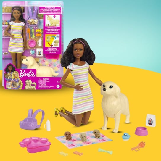 Zestaw Lalka Barbie Z Pieskami I Akcesoriami Mattel
