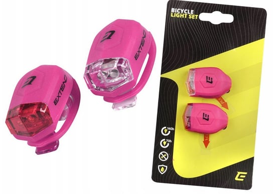 Zestaw lampek rowerowych Extend FROGGIES - pink Inna marka