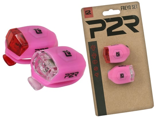 Zestaw lampek rowerowych P2R Freyo pink Inna marka