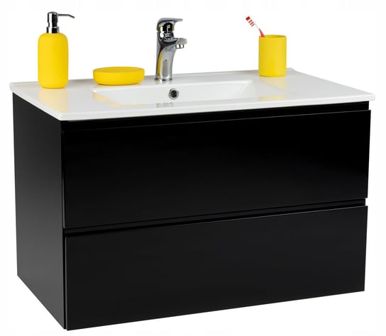 Zestaw łazienkowy czarna szafka łazienkowa z umywalką 60cm Deftrans / Defra