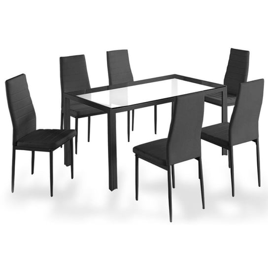 Zestaw LECTUS Stół+6 krzesła Fargot, czarne, 140x80x75 cm, 7 elementów Lectus