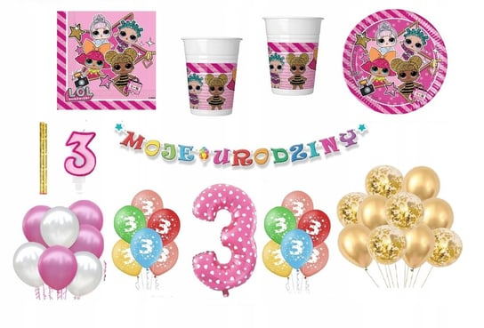 Zestaw LOL 3 Urodziny Balony Inna marka