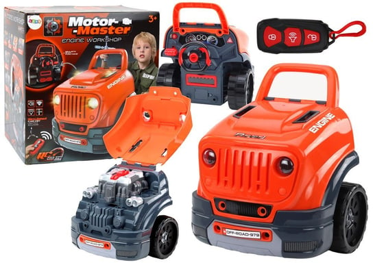 Zestaw Majsterkowicza: Pomarańczowe Auto Warsztatowe z Silnikiem do Rozkręcania Lean Toys