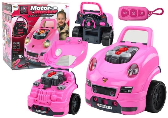 Zestaw Majsterkowicza: Różowe Auto Warsztatowe z Silnikiem do Rozkręcania Lean Toys