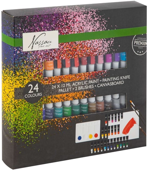 Zestaw malarski farby akrylowe z akcesoriami 24 kolory Craft Sensations
